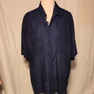Vintage Navy Blue 100% Silk Expressions Worldwide SizeXL Women's / Men's Unisex